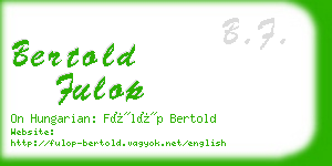 bertold fulop business card